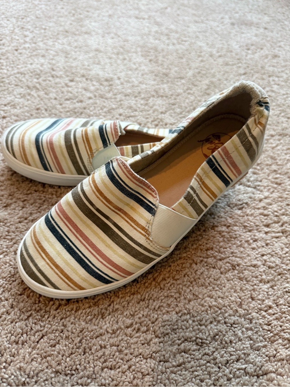 Roxy Slip-On Flats in Cream, Pink, Navy & Olive Stripe